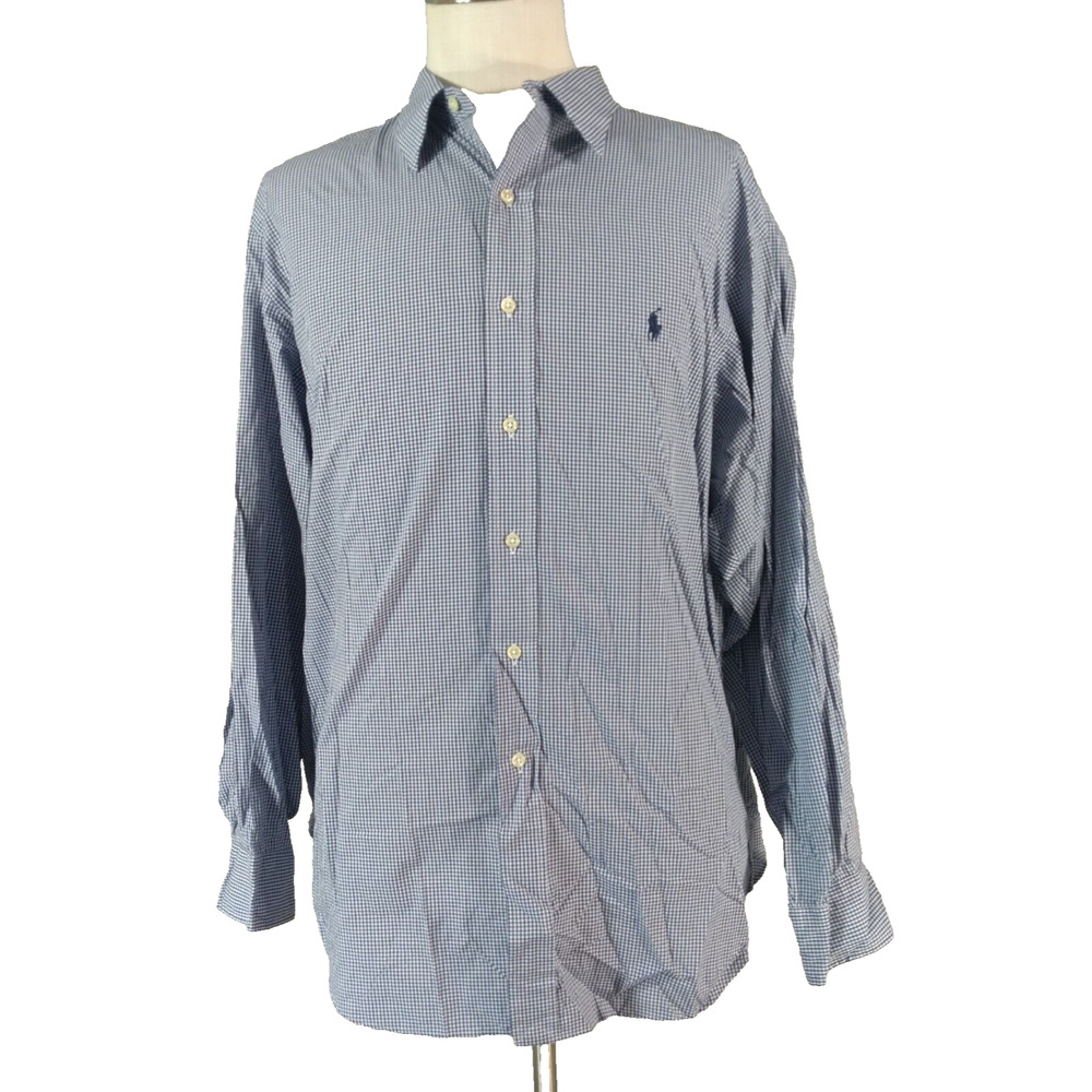 Polo Ralph Lauren Andrew shirt XL extra large Blue check Button Down oxford